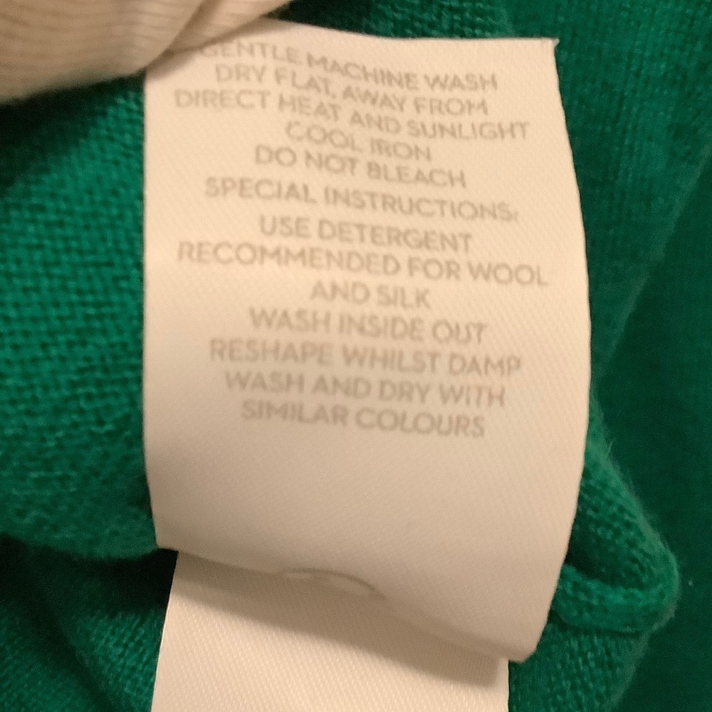 Boden|Cotton/Wool Blend Kelly Green Preppy Academia Ruffle Crewneck Sweater US 2 - Picture 6 of 8